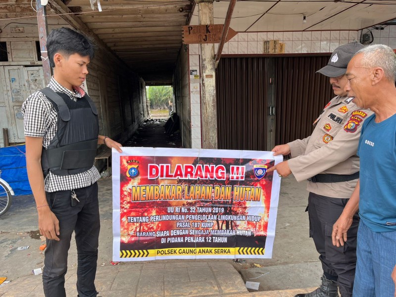 Personil Polsek GAS Patroli dan Himbau Cegah Karhutla