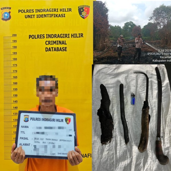 Polres Inhil Tangkap Petani Diduga Bakar Lahan 5 Hektare di Gaung