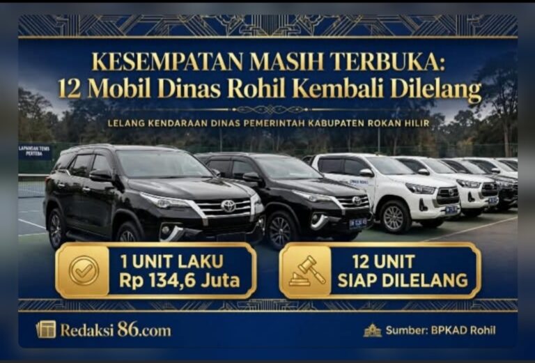 BPKAD Rohili Lelang 13 Unit Mobil Dinas di KPKNL Dumai, Baru Satu Unit Yang Laku Terjual.