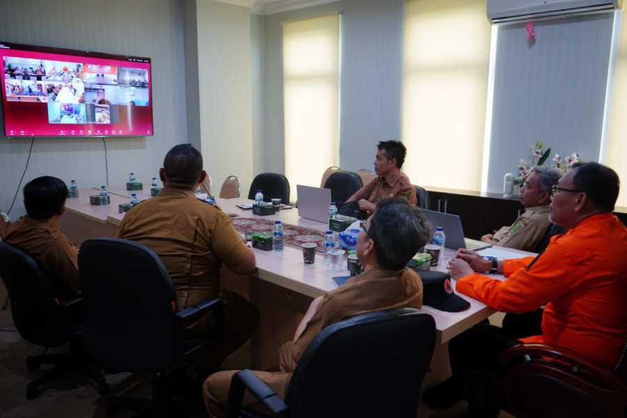 Pemerintah Kabupaten Indragiri Hilir Ikuti Rakor Persiapan Kedatangan Kepala Daerah Secara Virtual