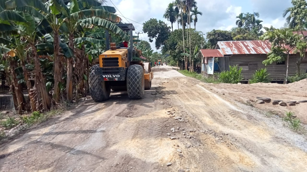 Bupati Inhil HM WARDAN Instruksikan Kadis PUTR Perbaiki Badan Jalan Sungai Ara-Harapan Tani